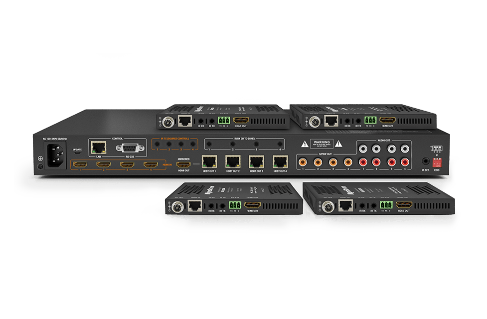 4K60 4×4 HDBaseT™ Matrix with Receivers